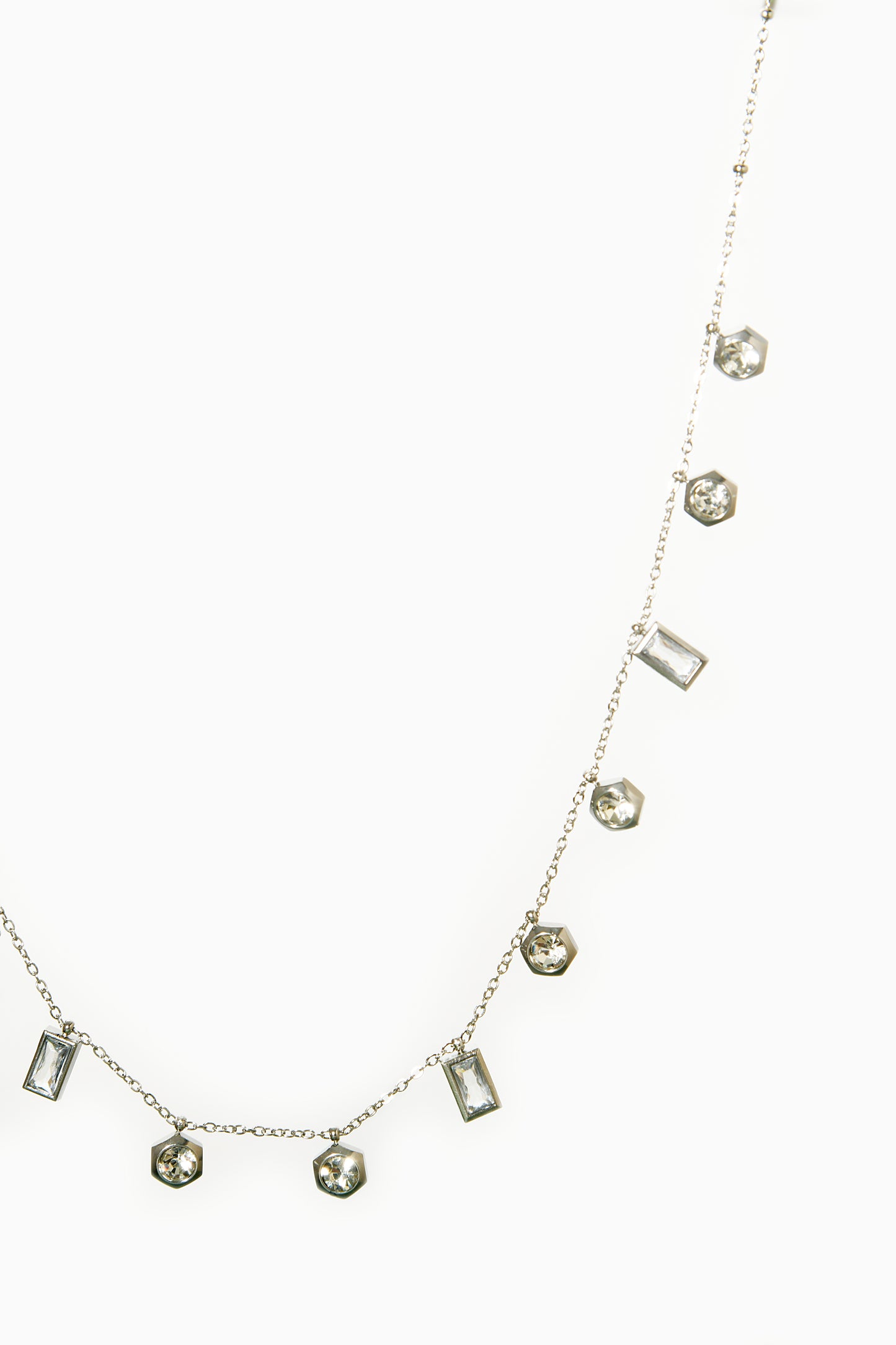 Zircon Silver Tassels Choker Necklace