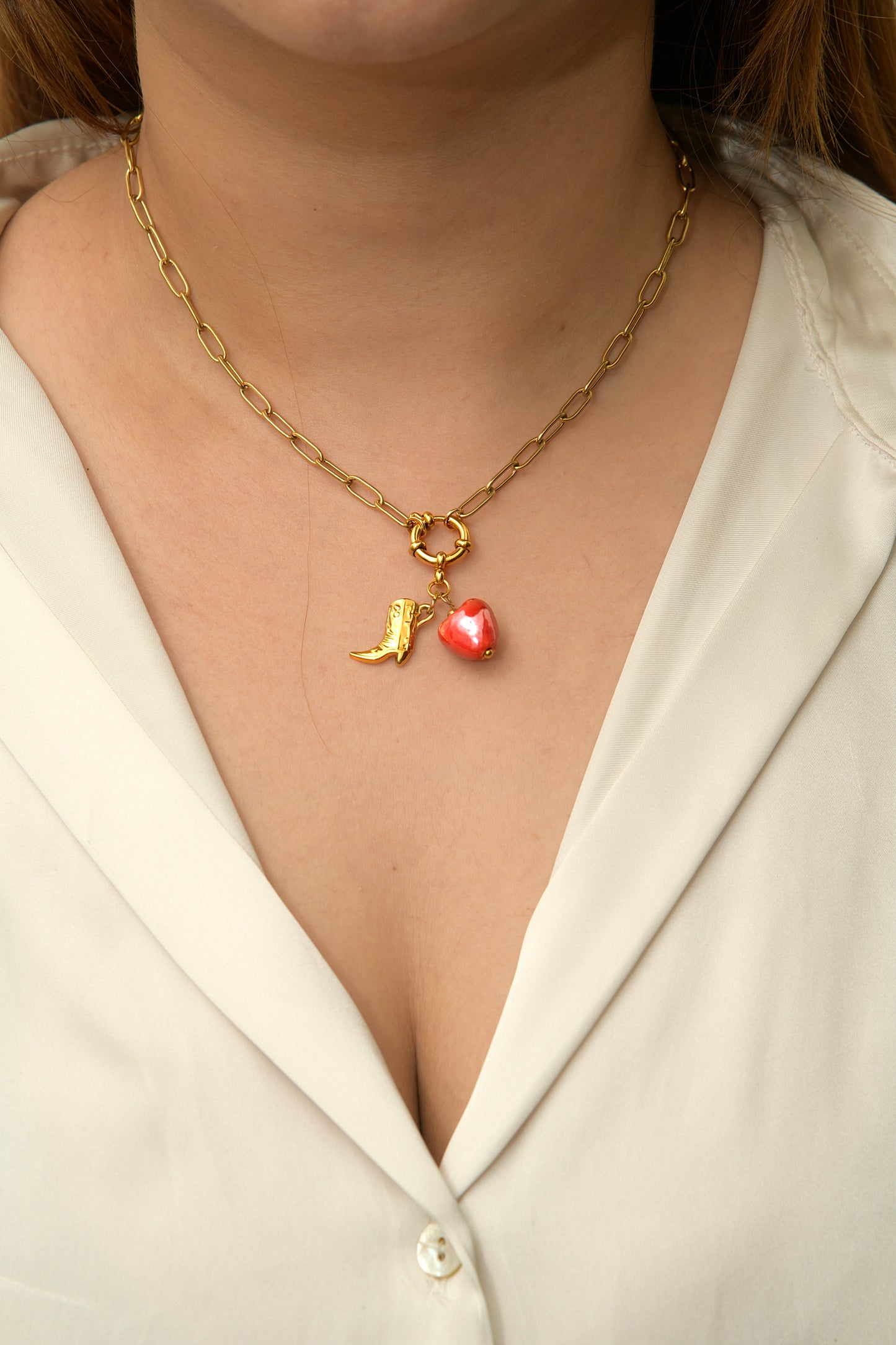 Red Ceramic Heart Charms