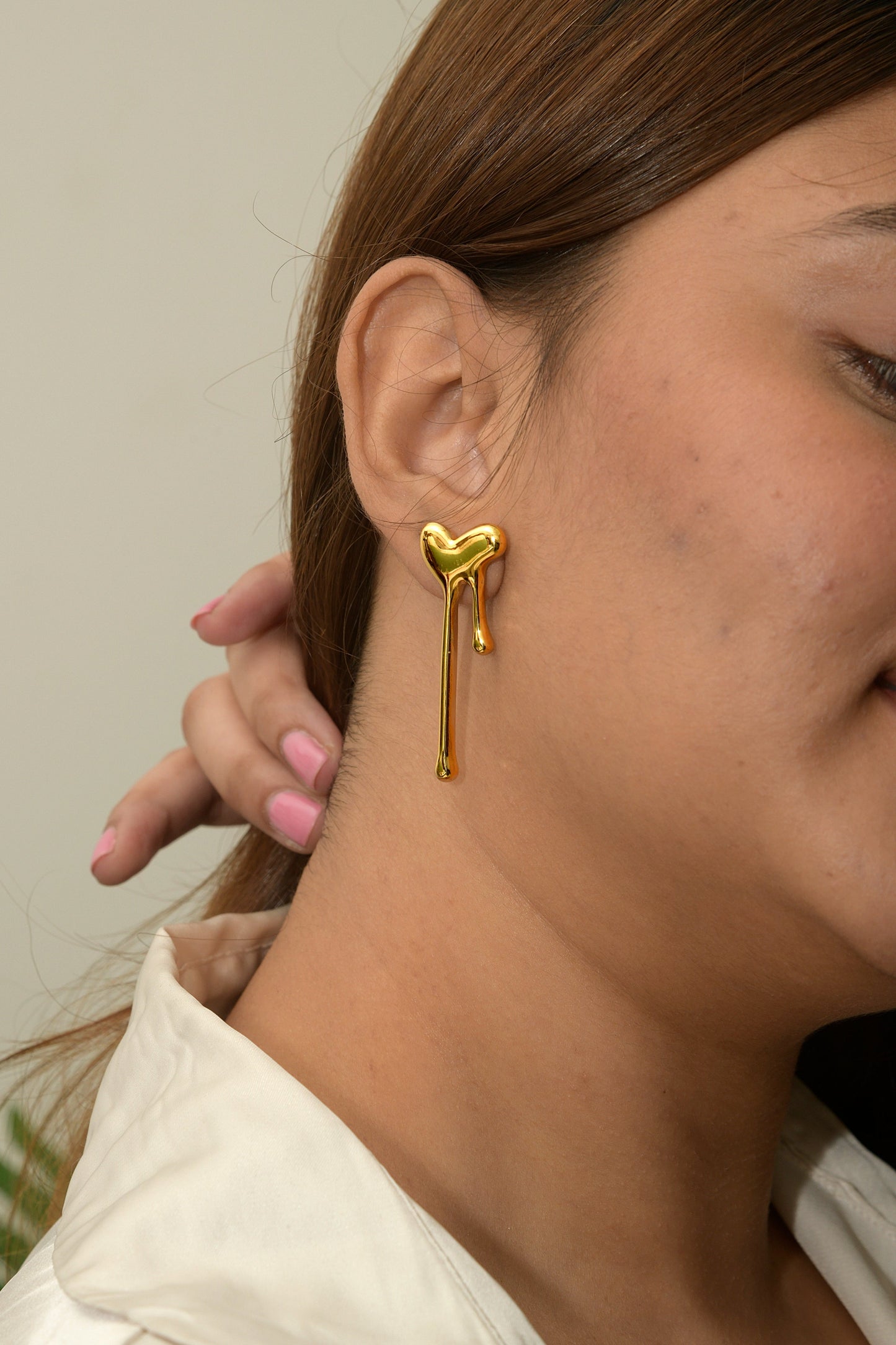 Melted Heart Stud Earrings