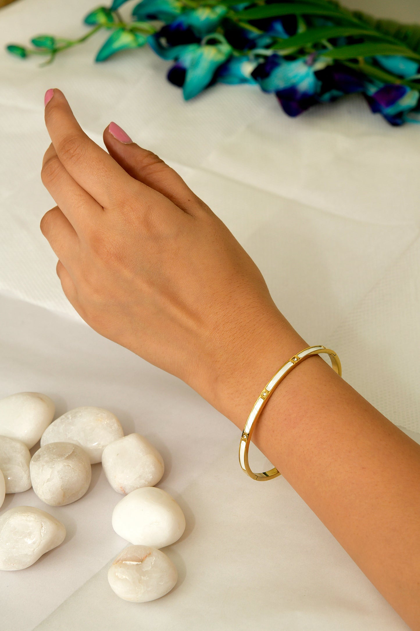White Shell Diamond Bracelet