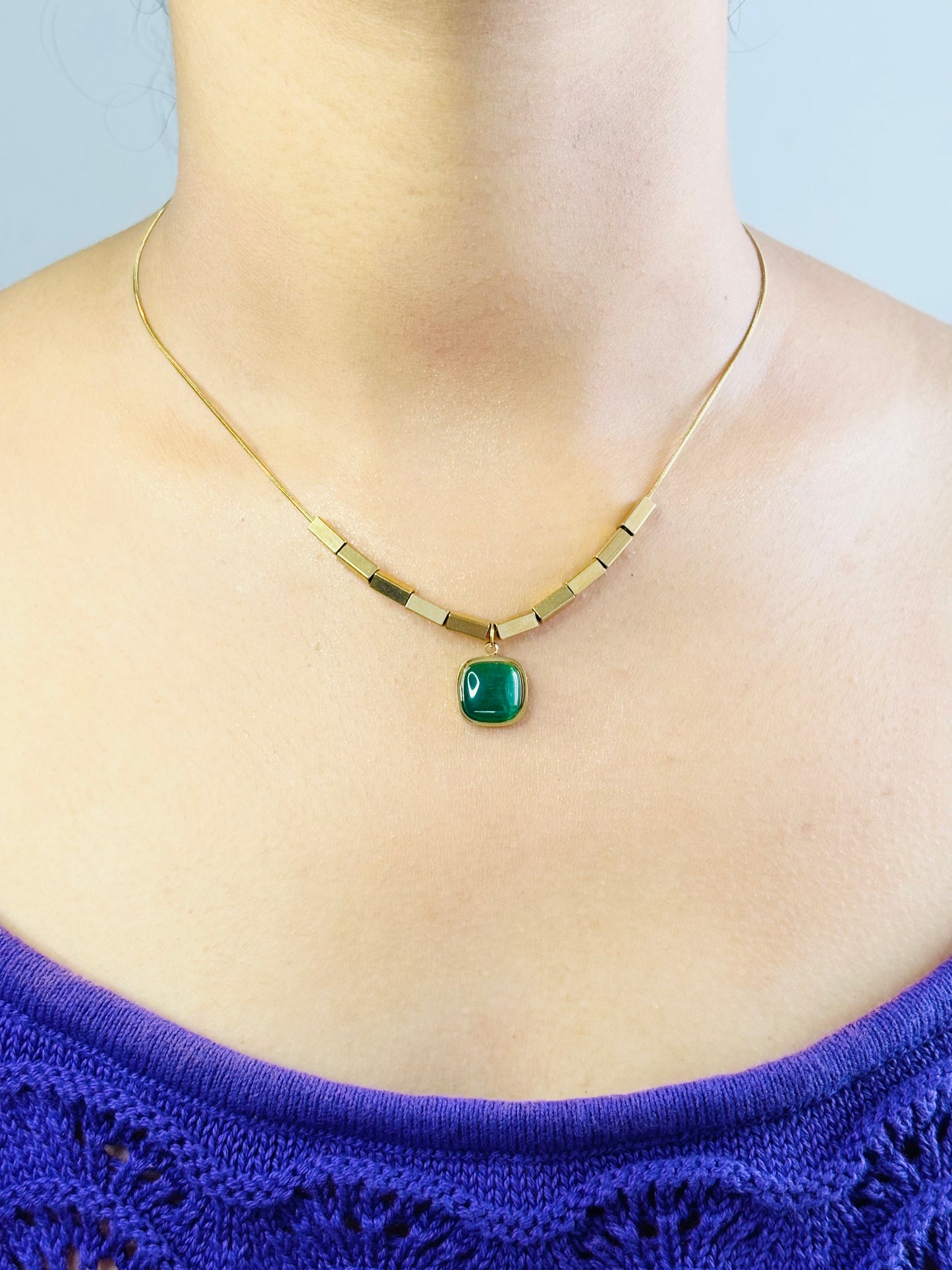Opal Stone Necklace with Gold Plated Chain choker