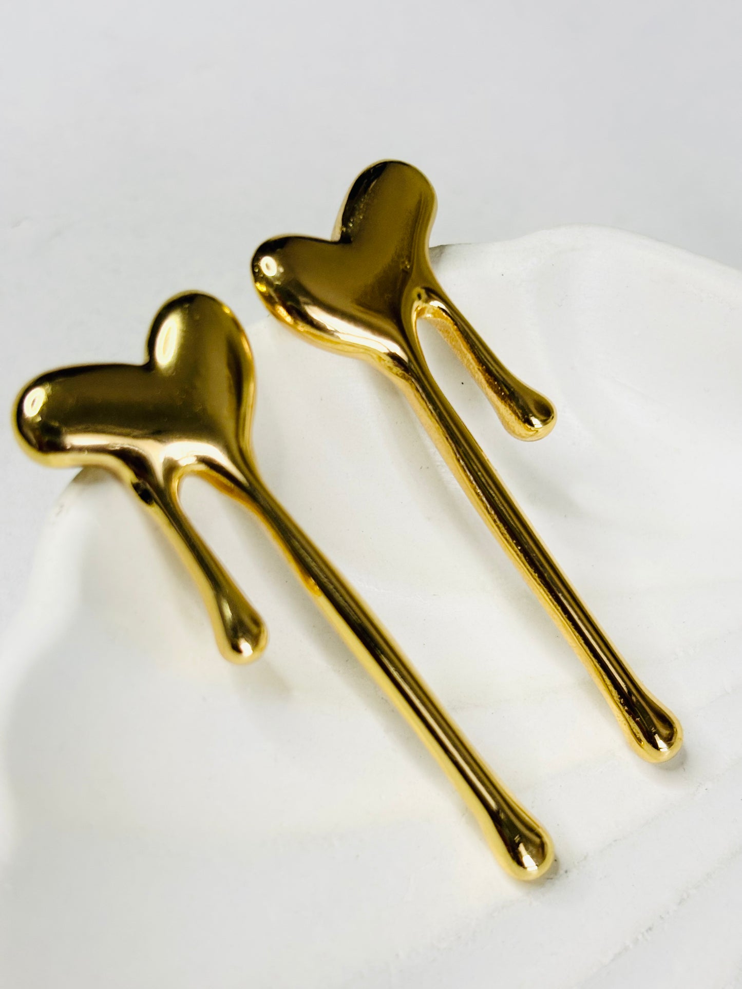 Melted Heart Stud Earrings