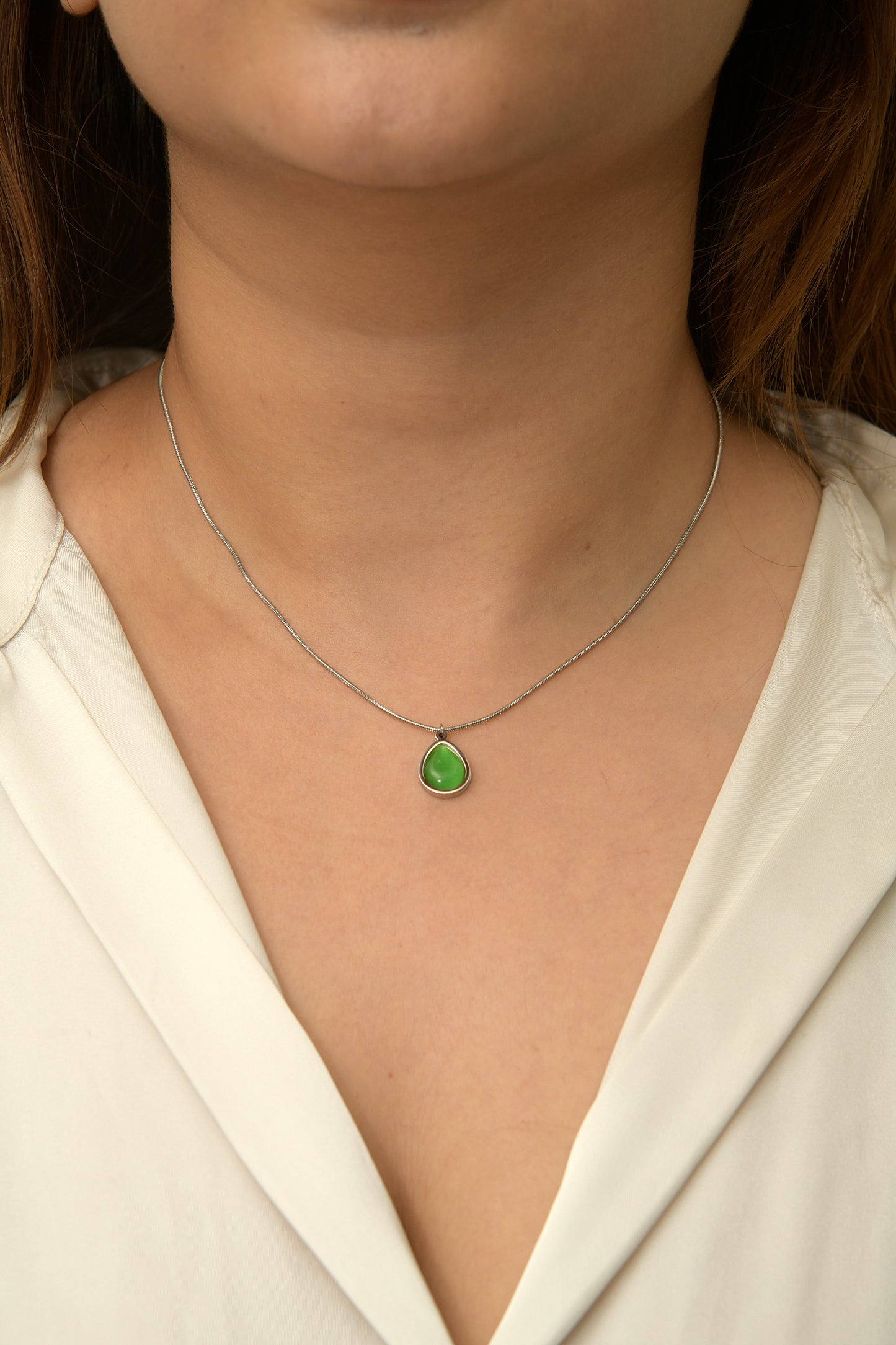 Silver Opal Stone Necklace