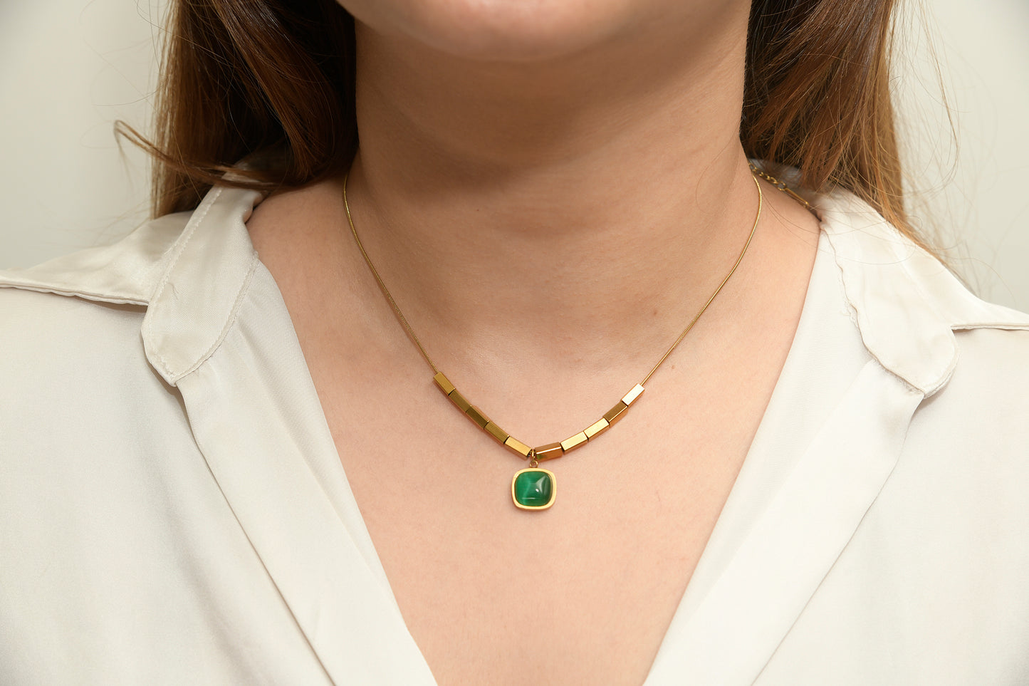 Opal Stone Necklace with Gold Plated Chain choker
