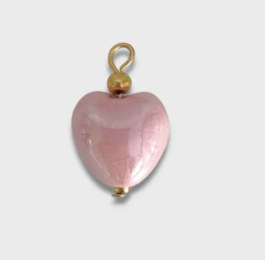 Pink Ceramic Heart Charms