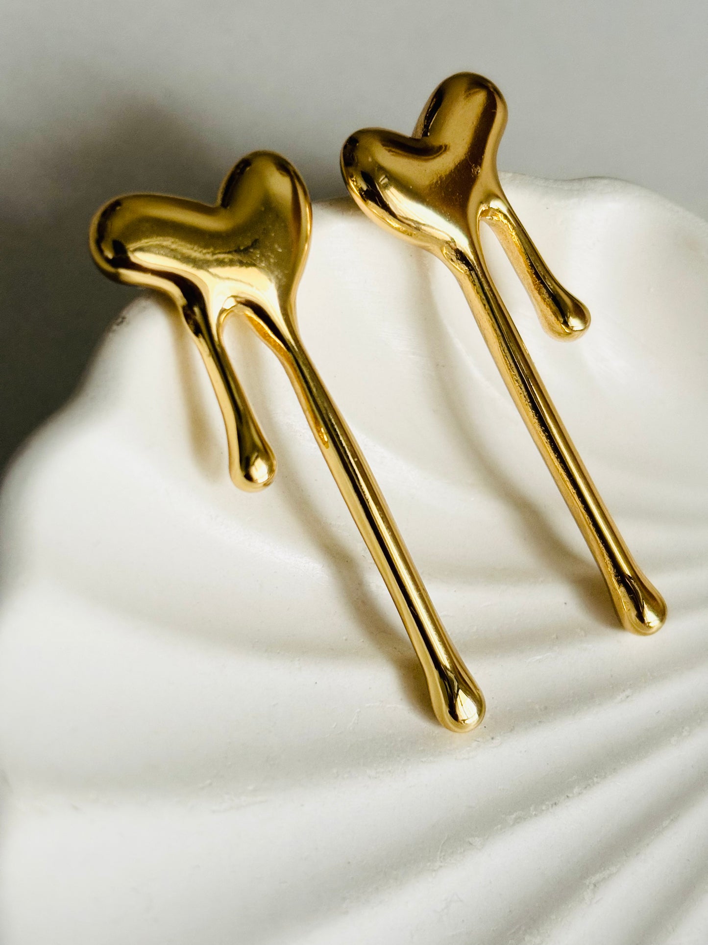 Melted Heart Stud Earrings