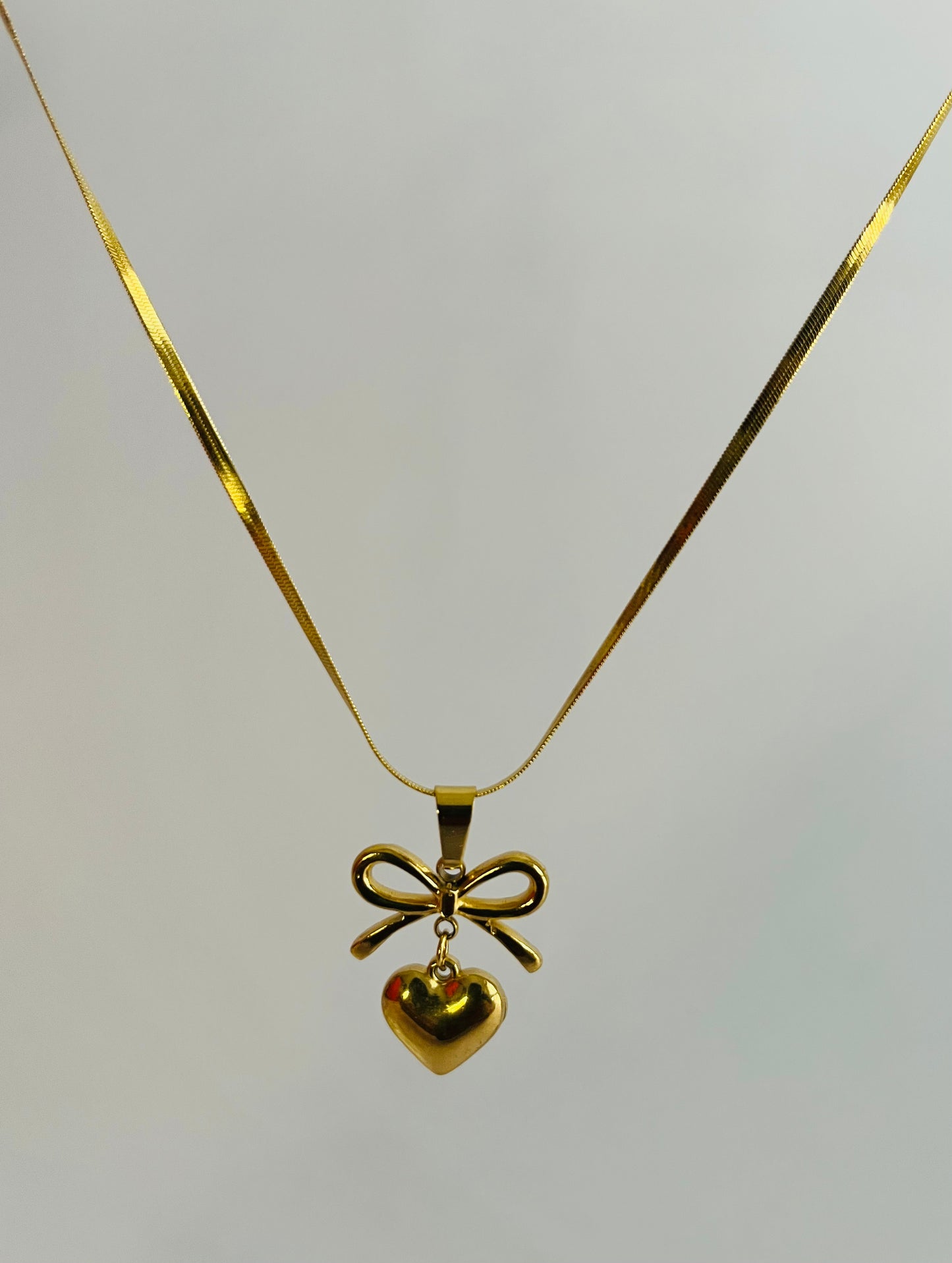 Bow with Heart Necklace