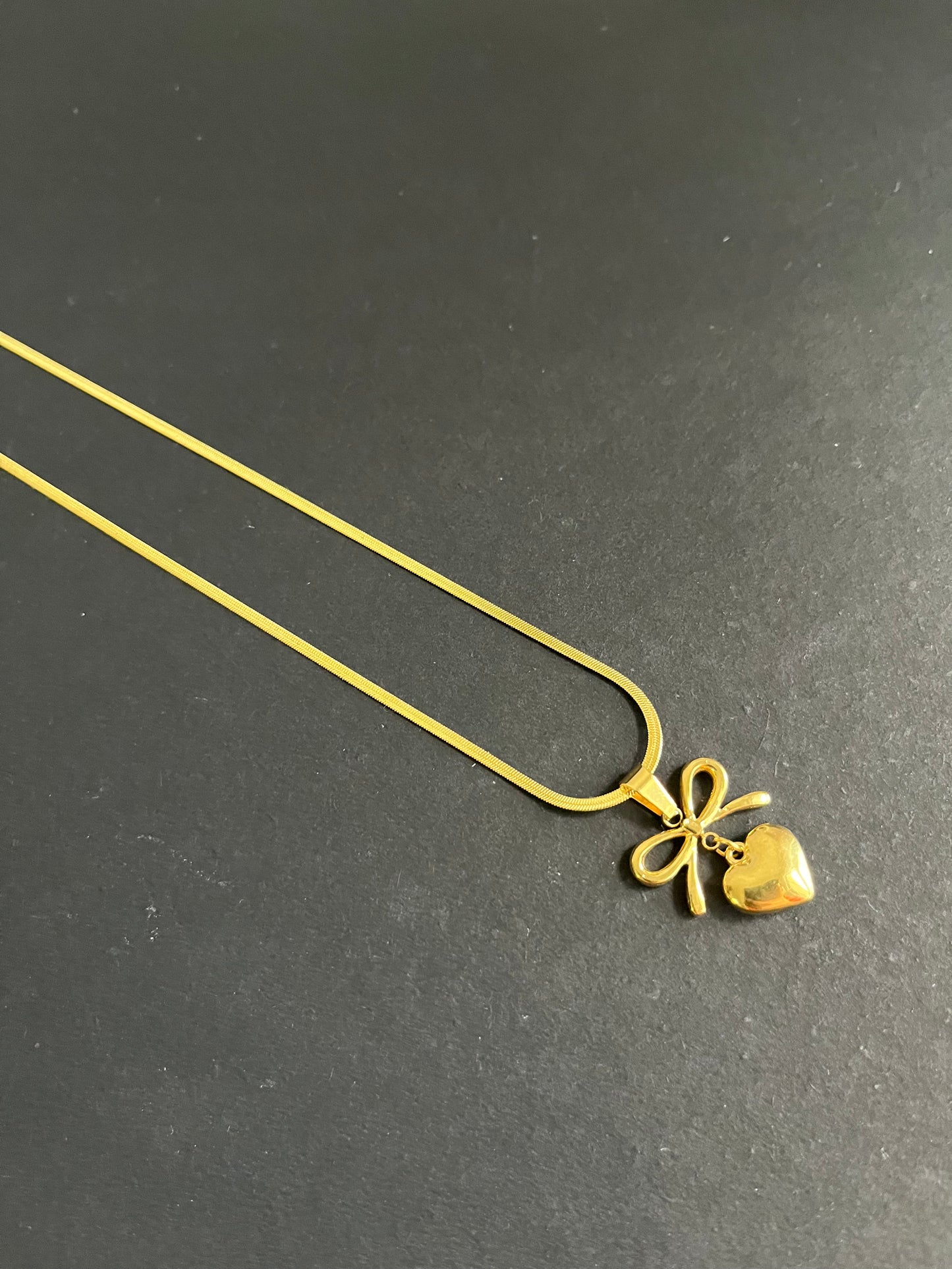 Bow with Heart Necklace